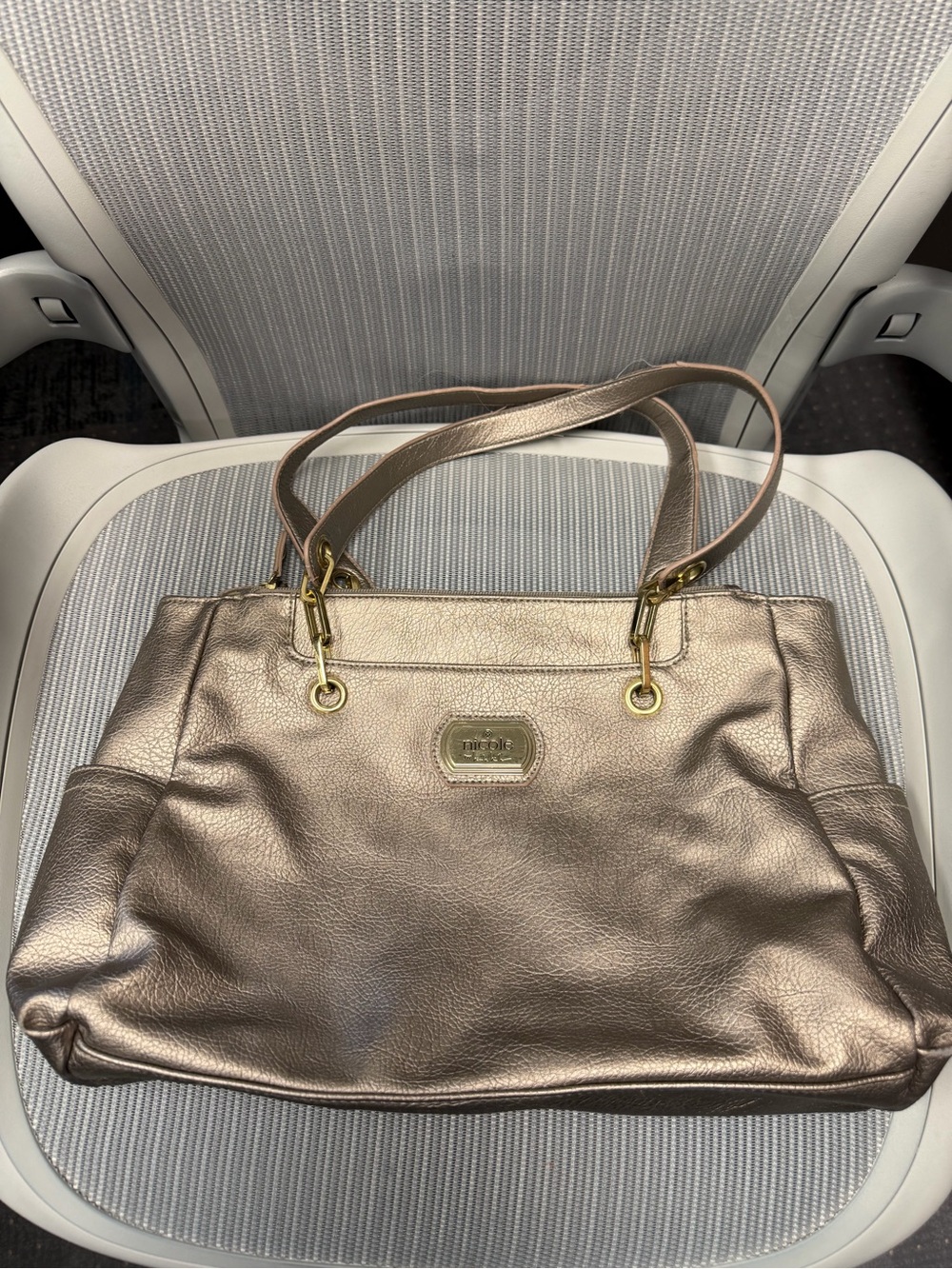 Metallic bronze Tote Bag with Shoulder Straps